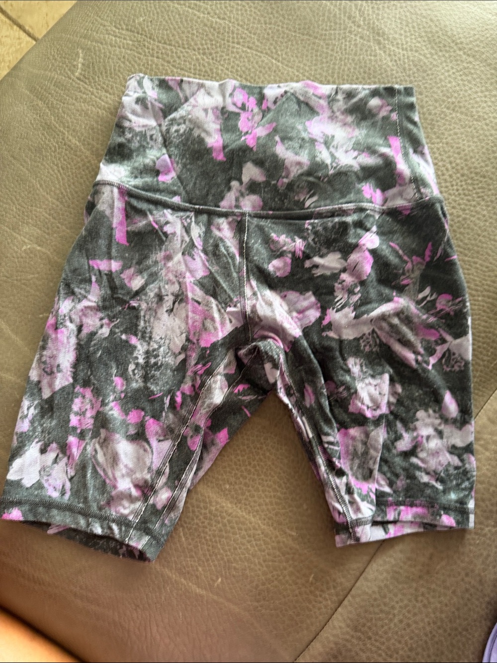 lululemon athletica Gray and Purple Floral High-Rise Athletic Shorts